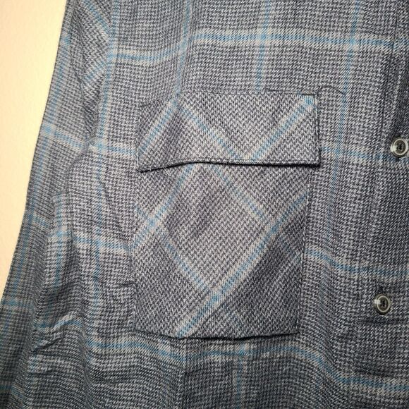 NWT Kenneth Cole Men's Medium Grey Plaid Slim Soft Button Up Shirt Techni-Cole - Picture 7 of 9